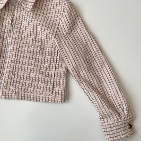 Club Monaco Women's Khaki Geo Print Crop Jacket in Pink Mix / Rose, Size XS - Picture 7 of 13